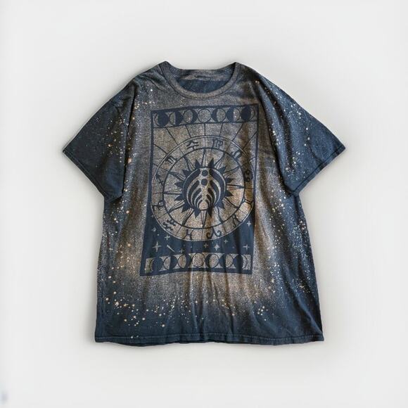 Handmade Thrashed Celestial T-Shirt L/XL Bleach Splattered Distressed Grunge Tee - Picture 1 of 7